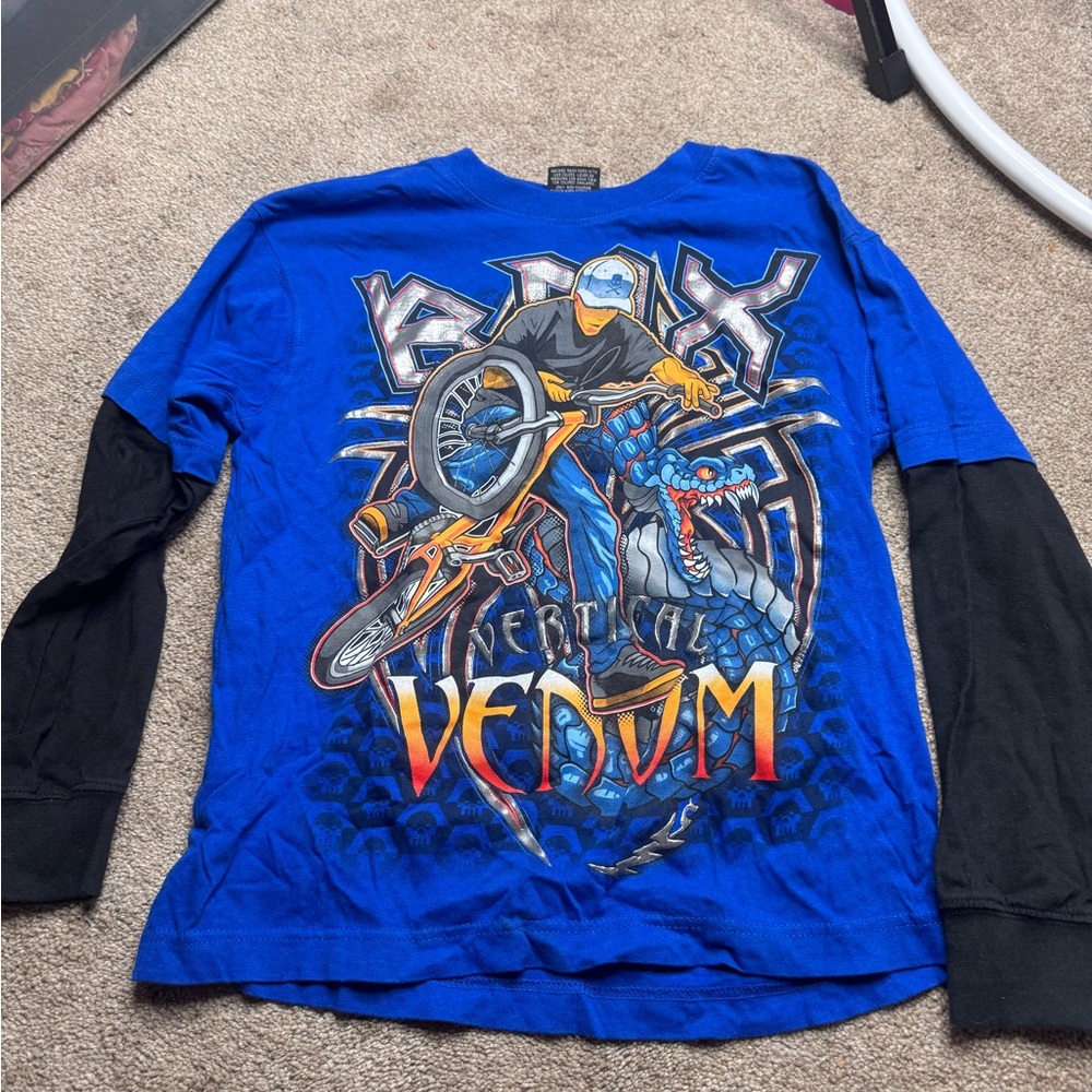 Boys' Blue & Black Long Sleeve Graphic Tee